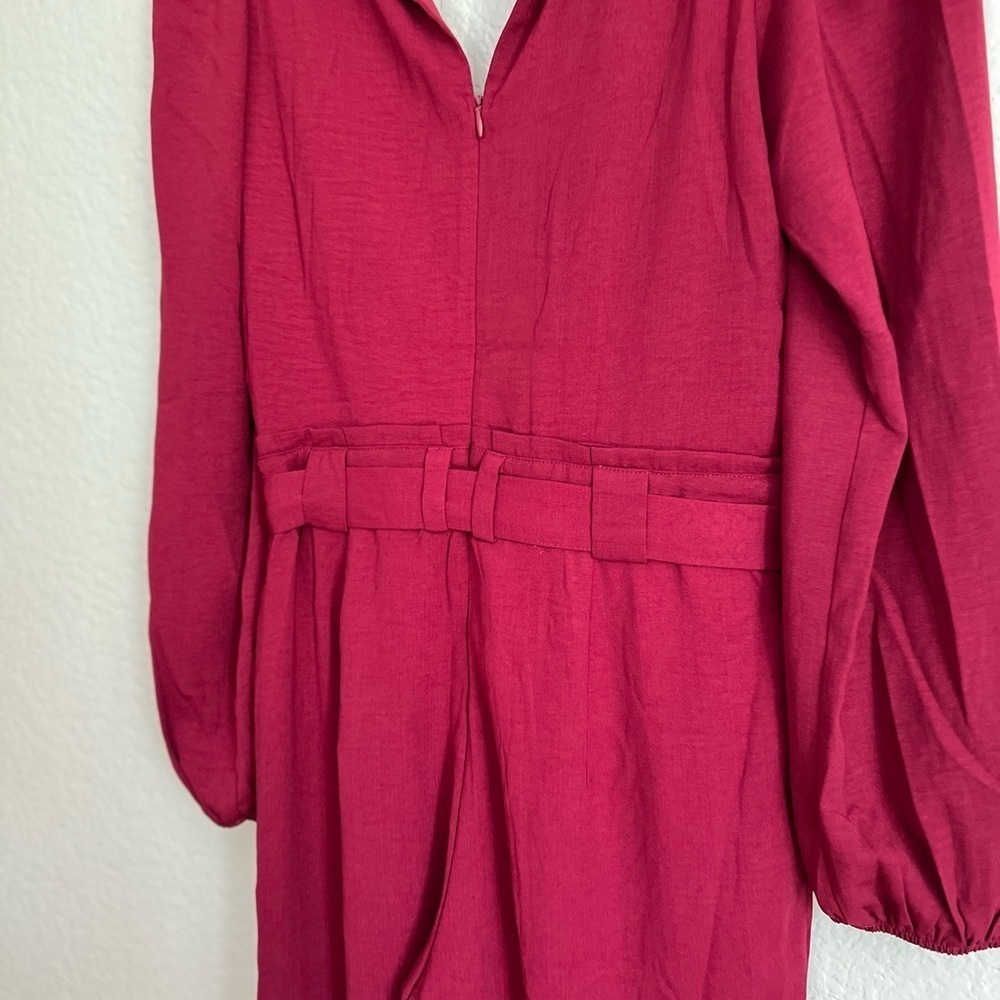 NWOT In the City Burgundy Surplice Long Sleeve Jumpsuit - Picture 7 of 10